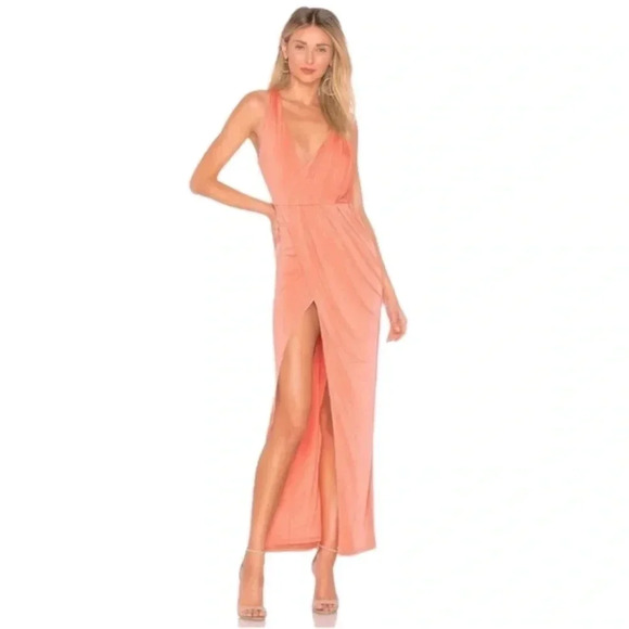 NWT NBD x Revolve Sangria Gown in Sherbet Orange Slit Maxi Dress Size XS - Picture 1 of 8